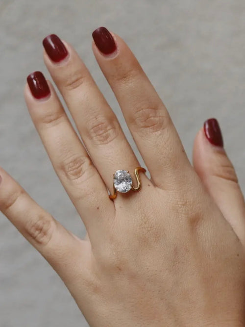 Sofia Diamond Zircon Oval Wave Ring
