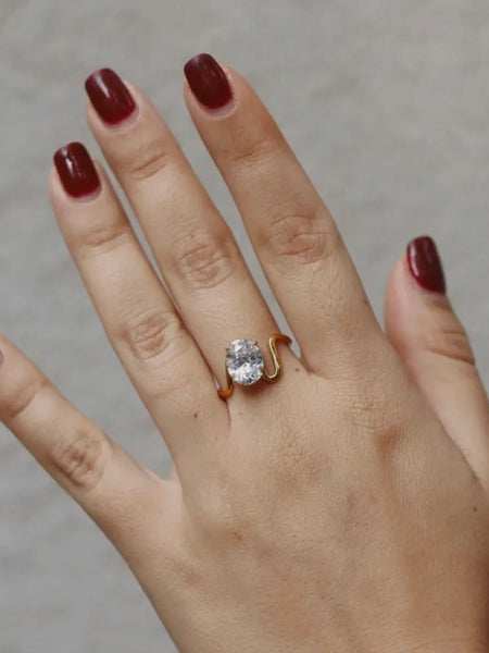 Sofia Diamond Zircon Oval Wave Ring