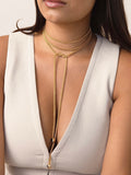Forever Tied Lariat Necklace in Black Crystal