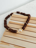 Heishi Necklace in Baroque Pearl Espresso