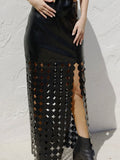 Lucky Leather Maxi Skirt in Black