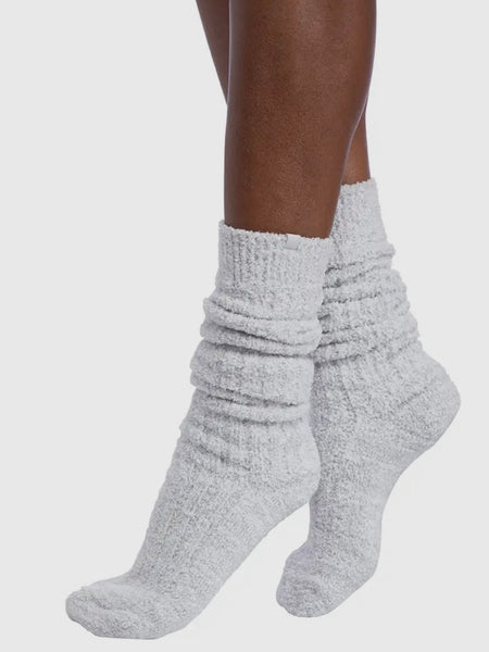 Slouchy Marshmallow Socks in Heather Grey