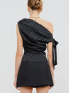 To Tie For Top in Black Polka Dot