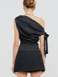 To Tie For Top in Black Polka Dot