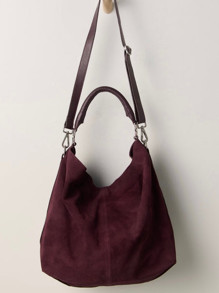 Suzie Suede Slouch Tote in Fig