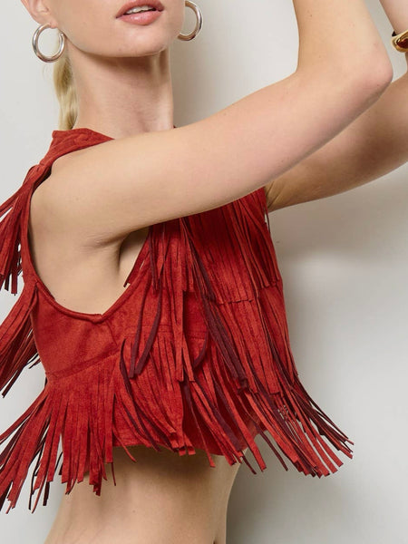 Feeling Fringey Tank in Brick