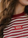 Call The Hogs Stripe Tee in Red