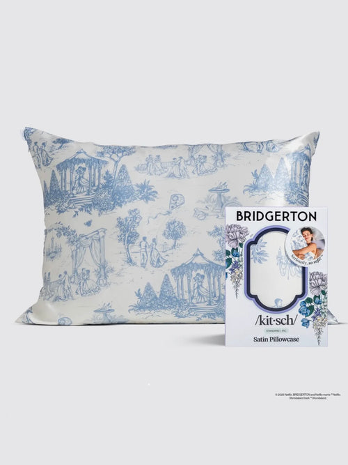 Bridgerton Standard Satin Pillowcase in Toile De Blue