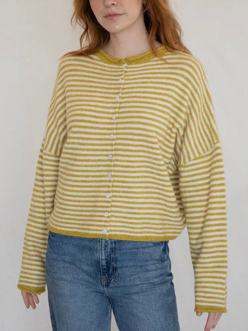 Piper Cardigan in Dijon Stripe