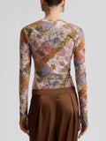 Printed Mesh Long Sleeve Top in Outpost Paisley
