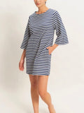 Somebody's Stripe Mini Dress in Navy