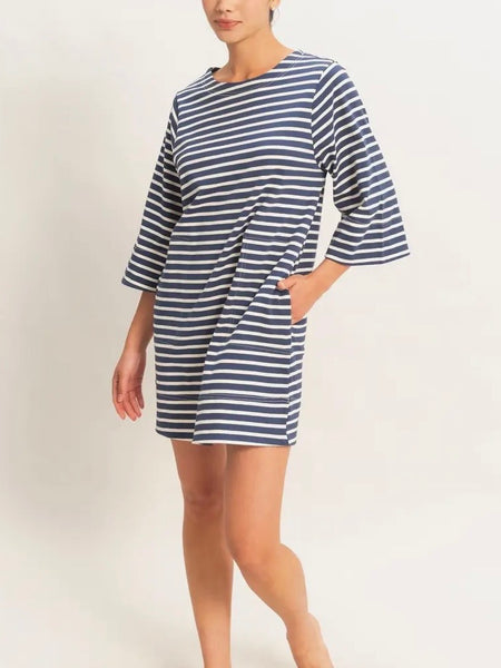 Somebody's Stripe Mini Dress in Navy