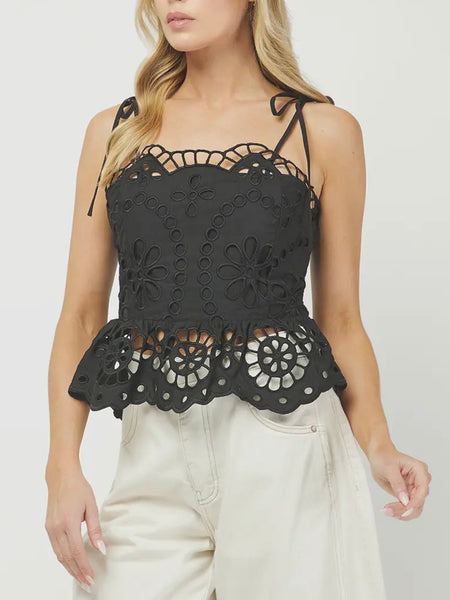 Last Resort Eyelet Tank in Black