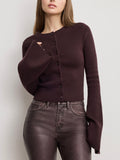 Bell Sleeve Knit Cardigan in Bark