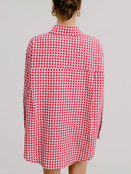 Picnic Club Button Down in Ruby
