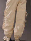 Tied To Side Joggers in White Melange