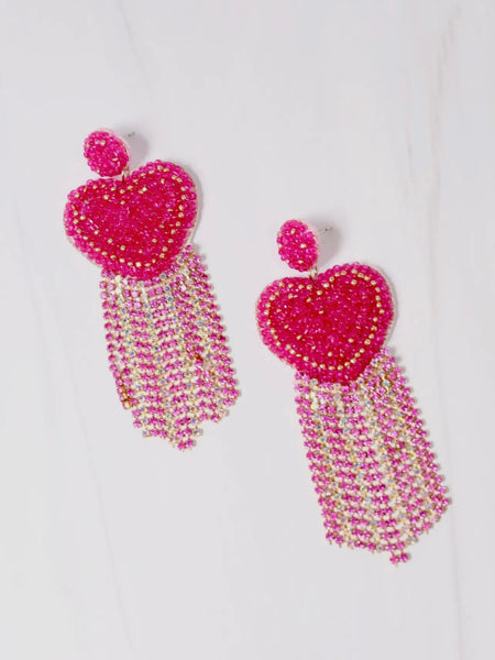 Hearts Afire Earrings in Fuchsia