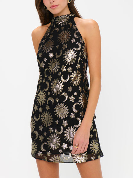 Lisa Mini Dress in Celestial Shimmer Chiffon