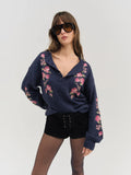Molly Embroidered Pullover Sweater in Navy
