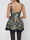 Knightley Mini Dress in Midnight Brocade