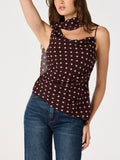 Adrie Top in Brown Polka Dot