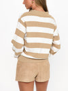 League Sweater in Beige Rugby Stripe Knit