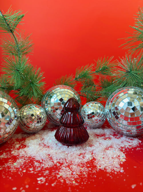 Mini Mercury Glass Tree in Red