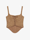 Rose Beaded Bustier in Tan