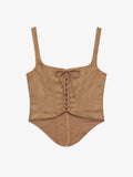 Rose Beaded Bustier in Tan