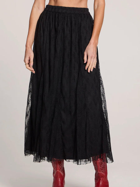 Jeannie Satin Maxi Skirt in Black