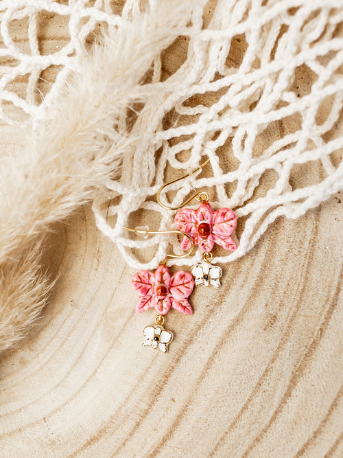 Orchids White & Pink Earrings