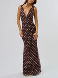 Doing Dots Maxi Dress in Brown