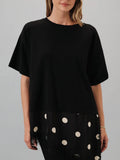 Show Your Spots Asymmetrical Tee in Black