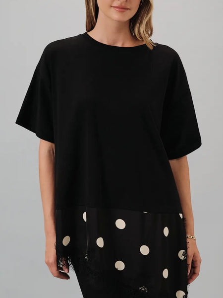 Show Your Spots Asymmetrical Tee in Black