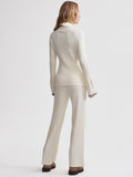 Ravena Rib Knit High Neck Top in Egret