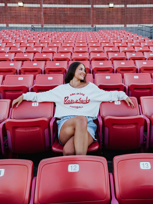 Off Shoulder Razorbacks Sweatshirt in Grey