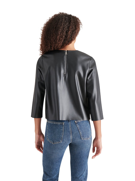 Dee Faux Leather Top in Black