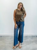 Sleeveless Woven Top in Brown