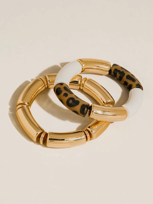 Aira Chunky Bangle Set in Leopard