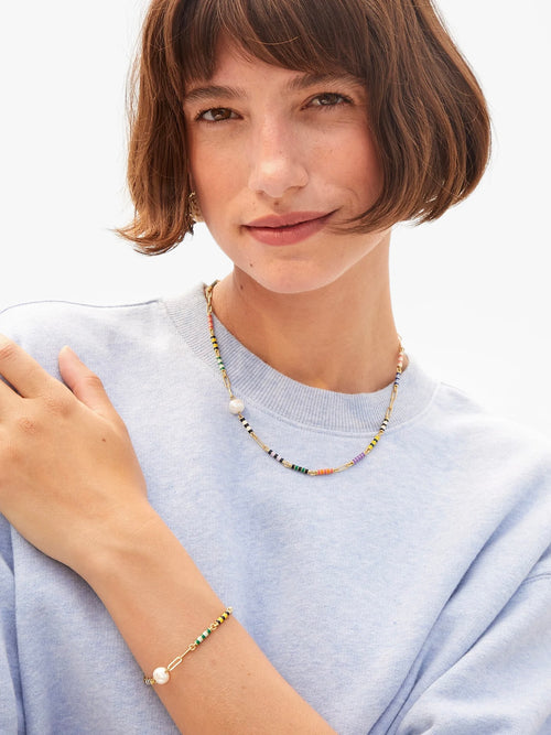 Le Stripe Pearl Bracelet in Multi