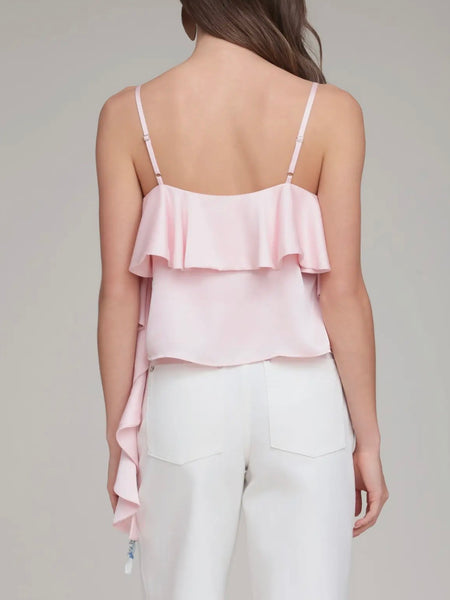 Satin Asymmetrical Cami in Baby Pink