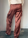 Cool in Cargo Satin Pants in Chocolate