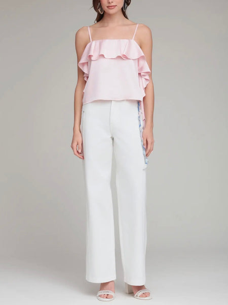 Satin Asymmetrical Cami in Baby Pink