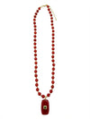 Kayla Beaded Gemstone Charm Necklace in Red