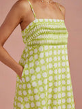 Pintucked Palm Dress in Chartreuse