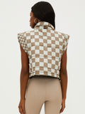 Canyon Puffer Vest in Taupe Check