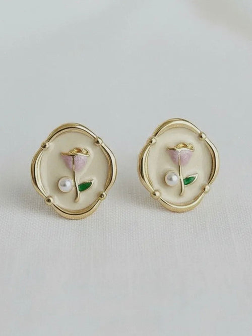Floral Oil Painting Studs