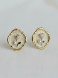 Floral Oil Painting Studs