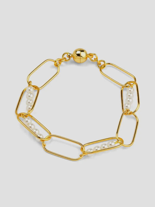 Linear Pearl Chain Magnet Bracelet