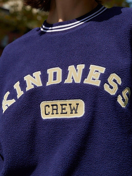 Kindness Crew Teddy Fitted Crewneck in Navy